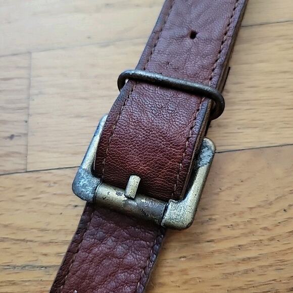 Vintage Distressed Brown Genuine Leather Crossbody Saddlebag Boho Hippie Western - Picture 6 of 11